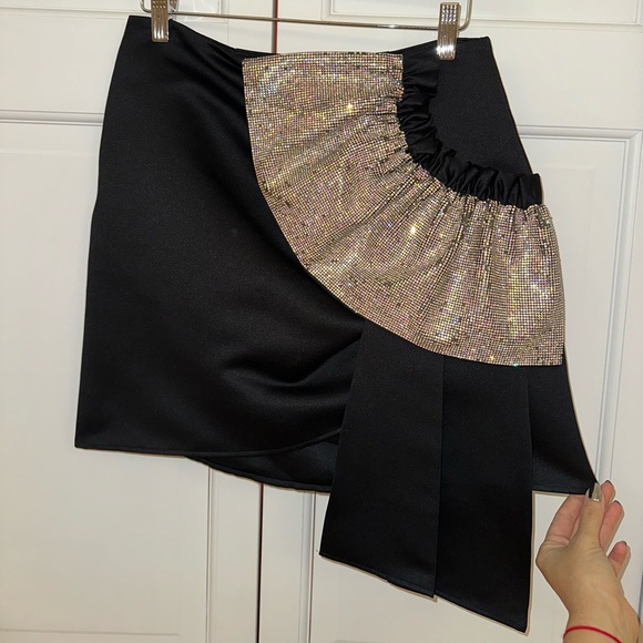 Delfi Collective Black Satin and Crystal Benny Skirt - Picture 3 of 13